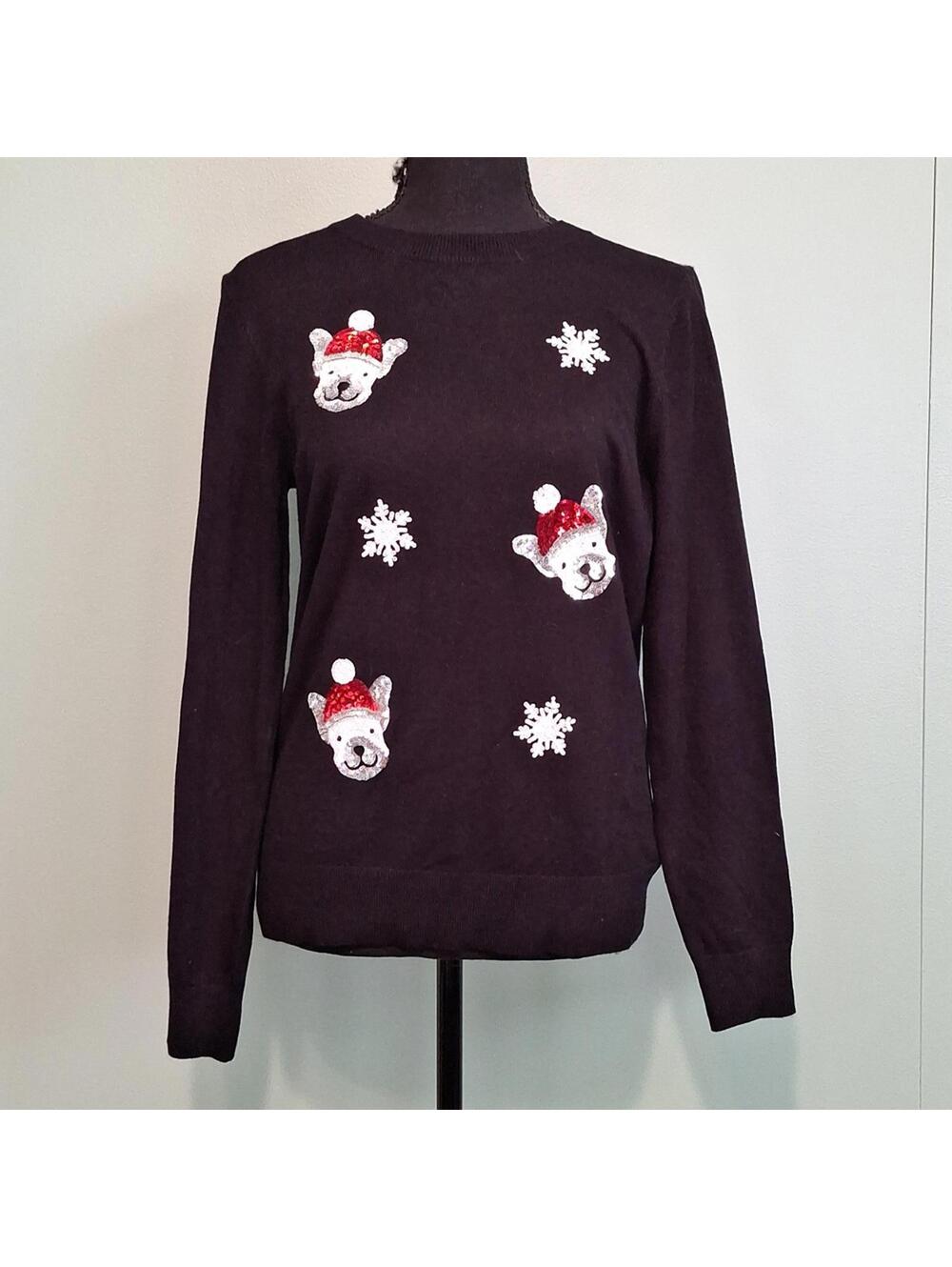 NWT Victoria Harbour French bulldog Christmas sweater size small